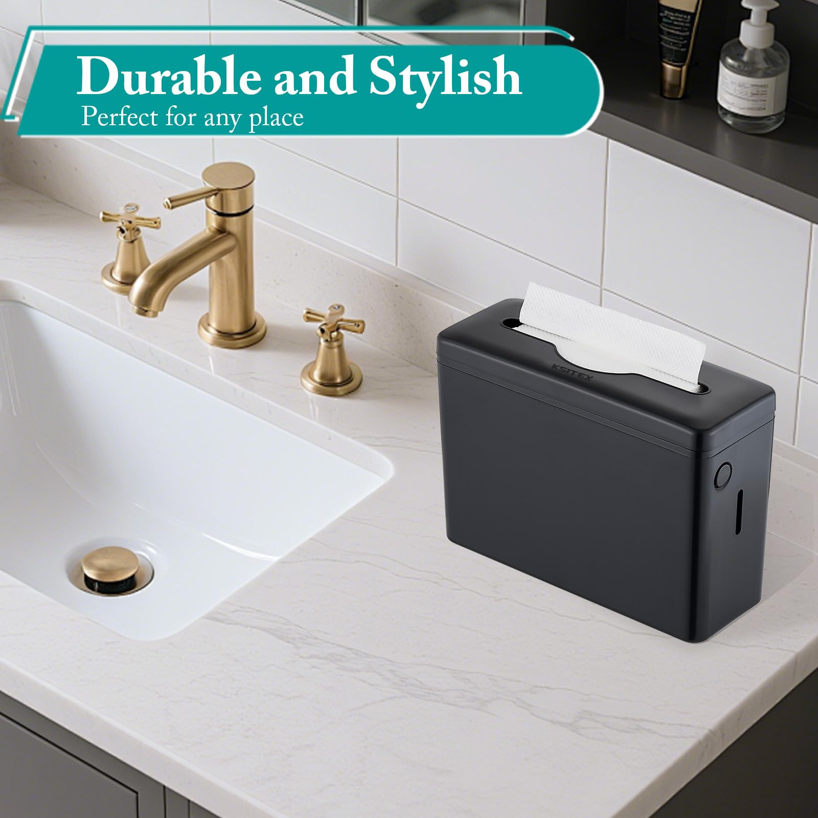 Dispensador de Toallas de Papel de Mostrador, Gran Capacidad para Baño, Cocina y Hogar, Dispensador de Servilletas Trifold/C Fold/Z Fold 300 Hojas, Plástico con Base Antideslizante,Negro