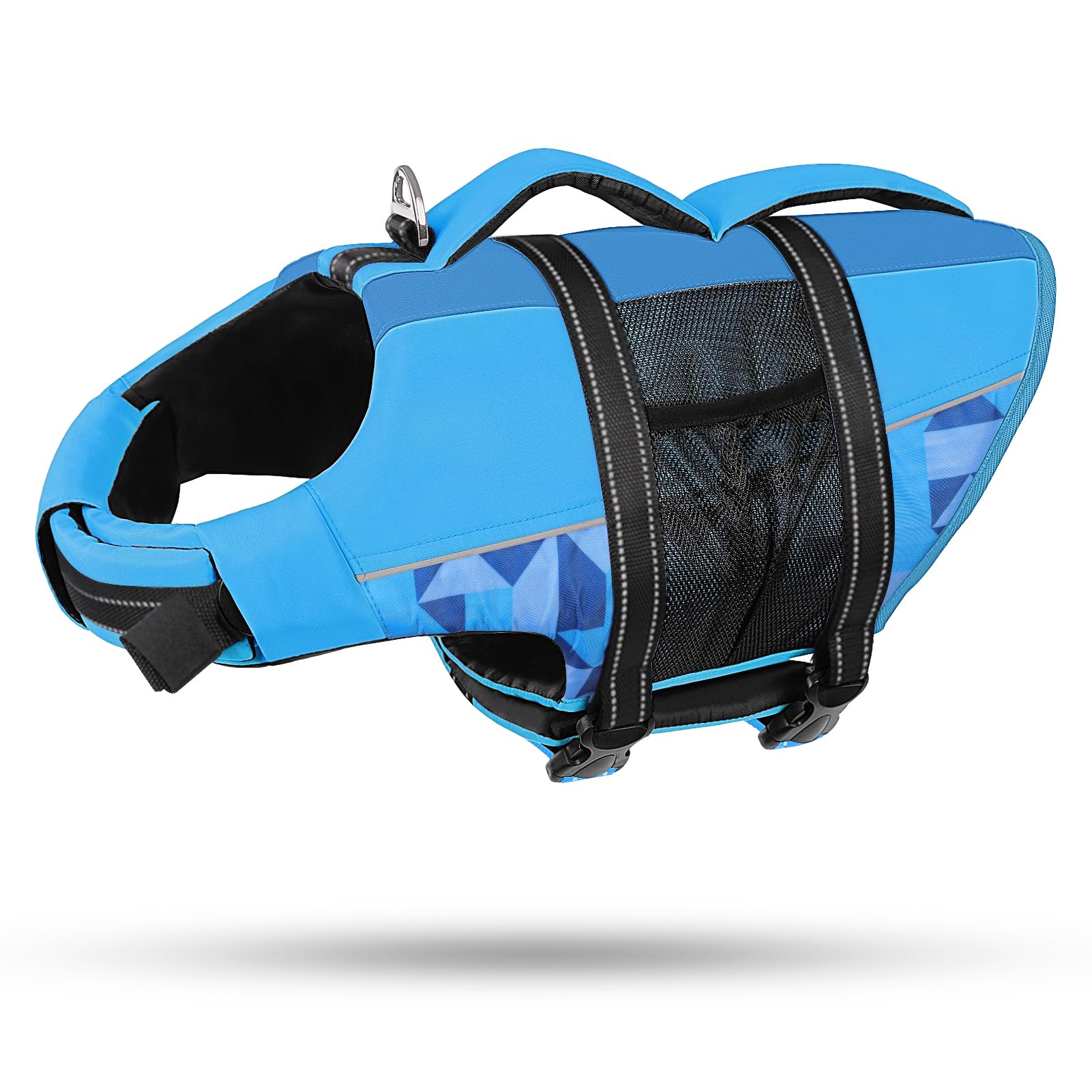 CITÉTOILE Giubbotti di Salvataggio per Cani, Regolabile Salvagente per Animali con Manico, Costume da Bagno di Sicurezza in Acqua per la Vela in Piscina Sulla Spiaggia, Blu, XL