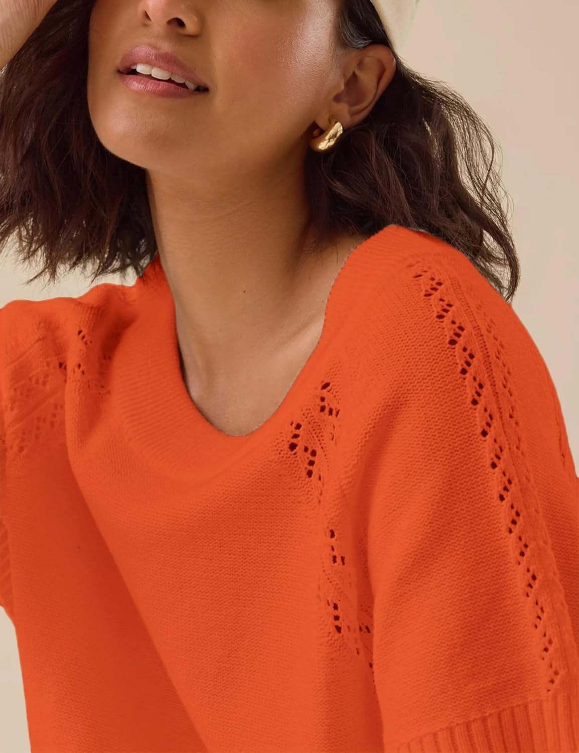 Yeokou Women Knit Crochet Top Short Sleeve Crew Neck Loose Fit Pullover Sweater Summer Fall Fashion Casual Knitted Blouse - Image 5