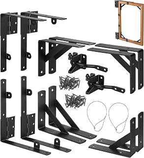 2 Sets Anti Sag Gate Kit Gate Hardware Heavy Duty Fence Gate Kit No Sag Corner Brace Bracket for Wooden Fence with Self-Locking Gate Latch