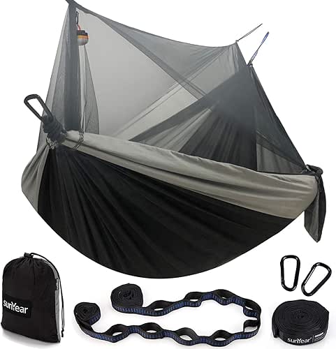 Sunyear Hammock Camping with Rain Fly Tarp and Net, Portable