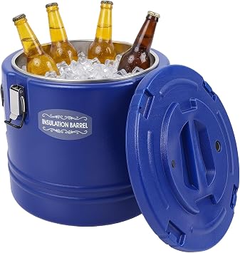 Insulated Beverage Dispenser 5 Gallon, Stainless Steel Thermal Hot and Cold Drink Dispenser, Portable Commercial Food Coffee Container with Lids for Restaurant Party Camping, Blue
