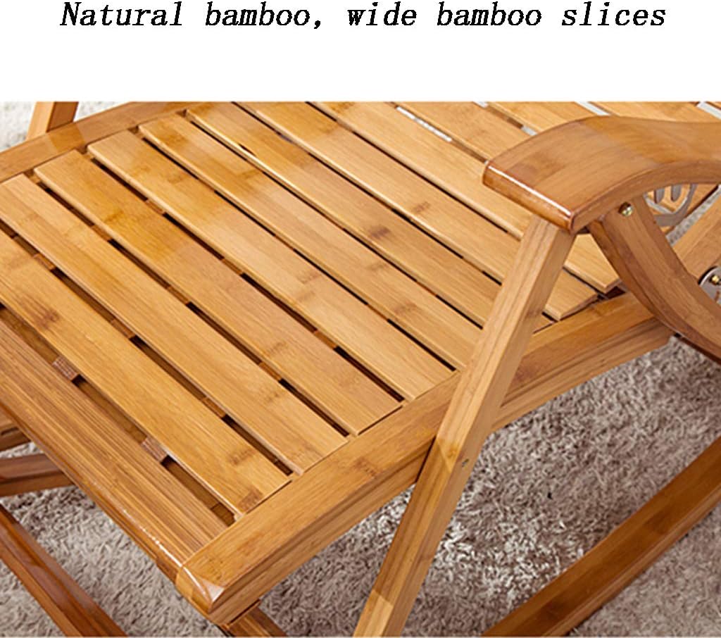 N / A Bamboo Rocking ChairFolding Chair, Adjustable Folding Bamboo Rocking Chair, Extended Chair Surface with Foot Massage Sun Chair, Old Armchair(Color:No mat)