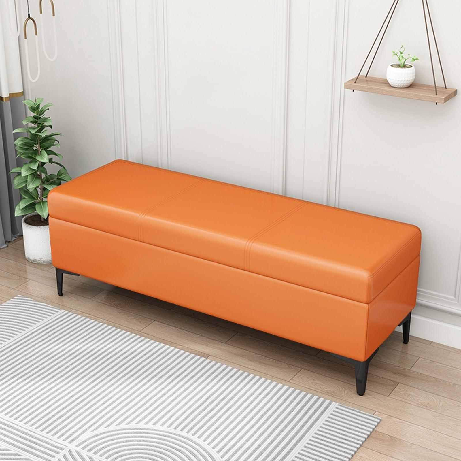 Coffre de rangement élégant en similicuir avec assise rembourrée