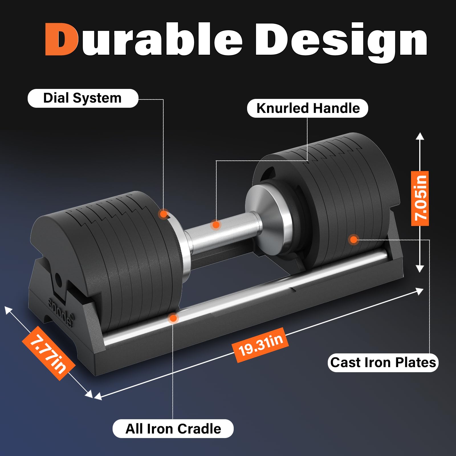 AD80 Drop-proof Cast Iron Adjustable Dumbbells 80LBs | Knurled Chrome Handle, Fast Adjust, Compact Design, Durable Cast Iron Plates and Cradle, Heavy Weights Dumbbells Set for Home Gym