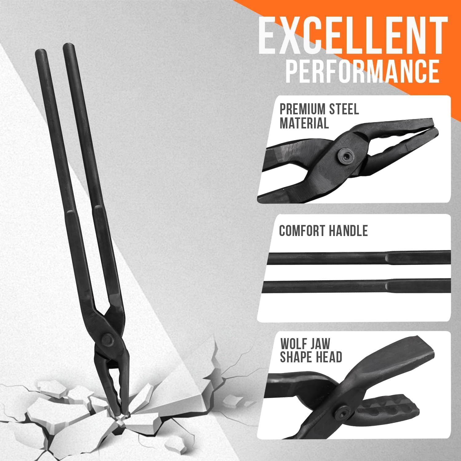 Forgeron Loup Pince à mâchoire Ustensiles de forge essentiels pour débutants et professionnels (40,6 cm, 410 mm)