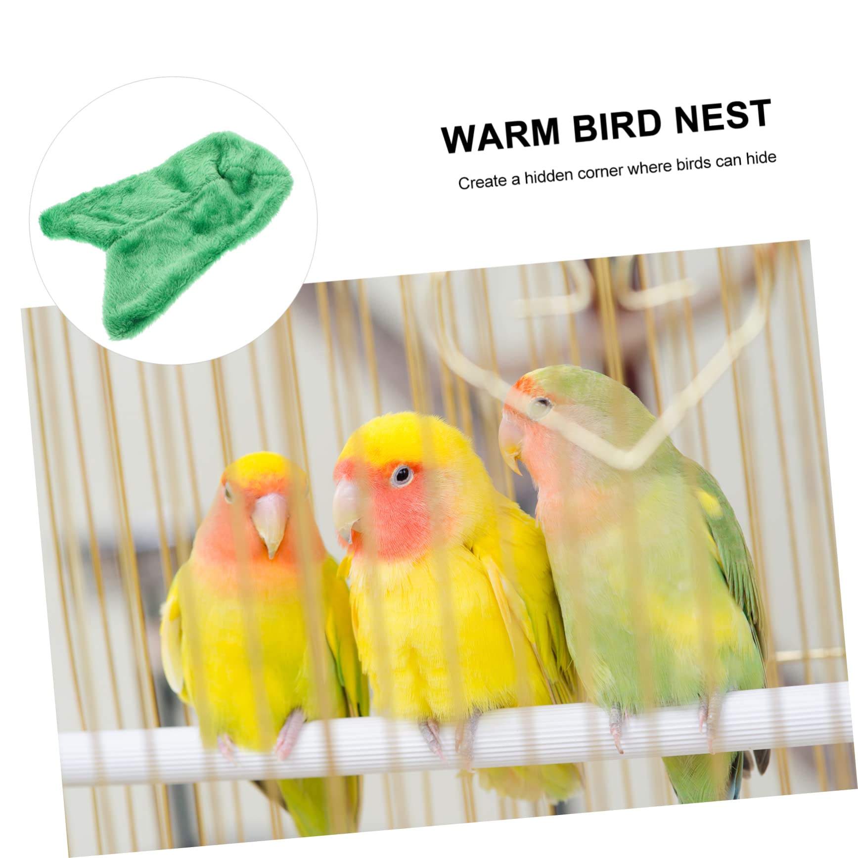 BESTonZON Hamac Douillet pour Oiseaux Nid Chaud Fleece pour Perroquets Accessoire de Cage à Oiseaux avec Base Renforcée Couleur Vert Prairie