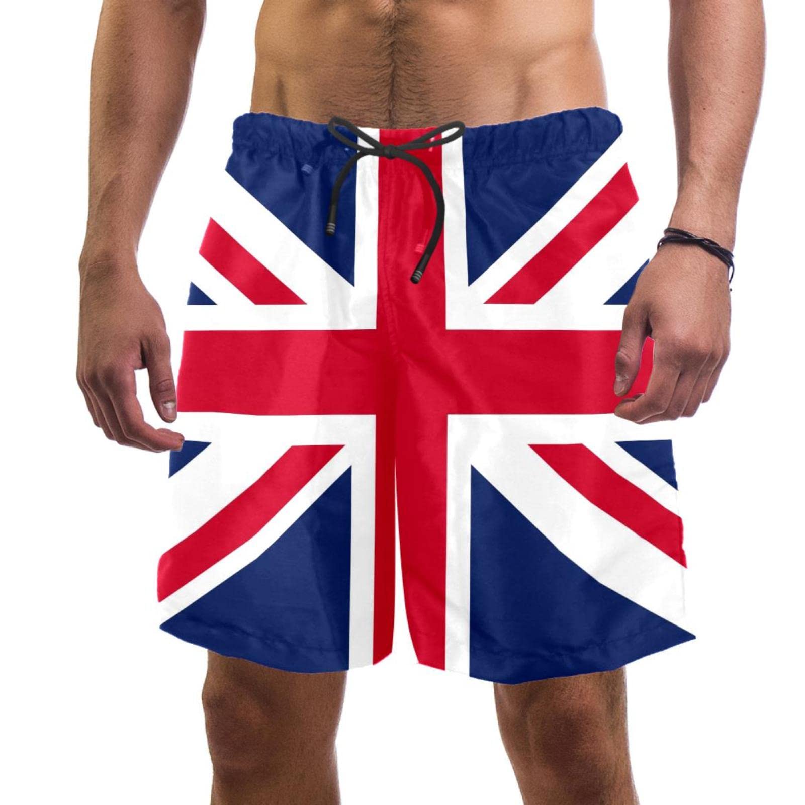 GORDESC Reino Unido bandera británica del Reino Unido bañadores para hombre, pantalones cortos de playa, pantalones cortos de secado rápido con bolsillos/forro de malla
