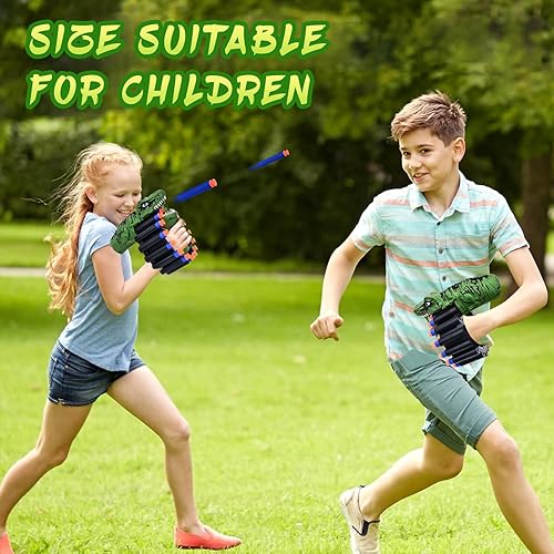 Miniatura 4 de Pistola de juguete de dinosaurio para dardos de pistolas Nerf, pistola de espuma manual, con 60 balas suaves y tambor de 16 rondas, pistolas de