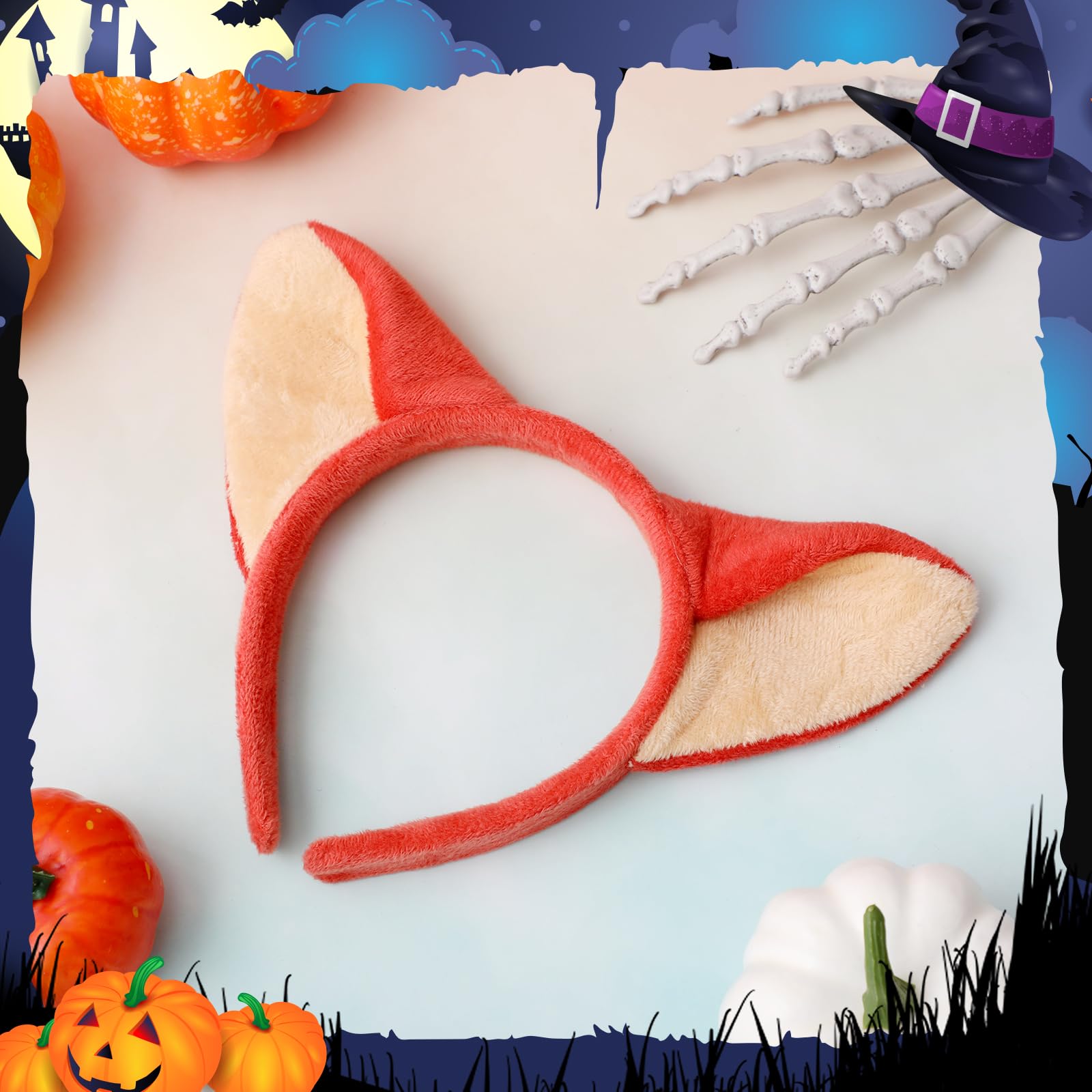 Jadive Fluffy Ears Headband Realistic Animal Ears Headband Halloween Funny Headwear Photo Props for Halloween Christmas Makeup Cosplay Themed Party Headpiece - Image 2