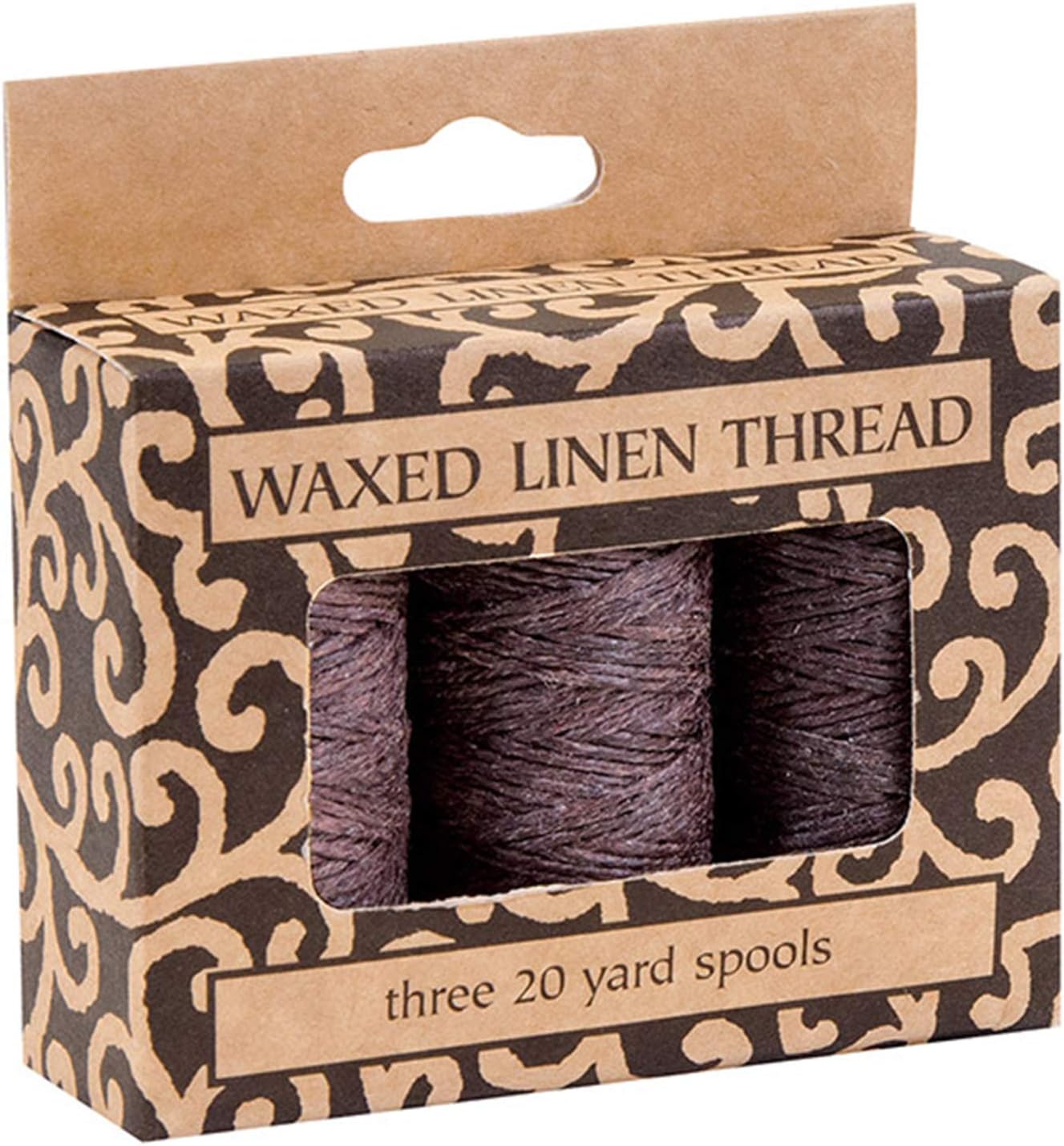 Lineco Waxed Genuine Linen Thread, 20 Yards, Pack of 3 Spools: Brown (LIN-BBHM210)