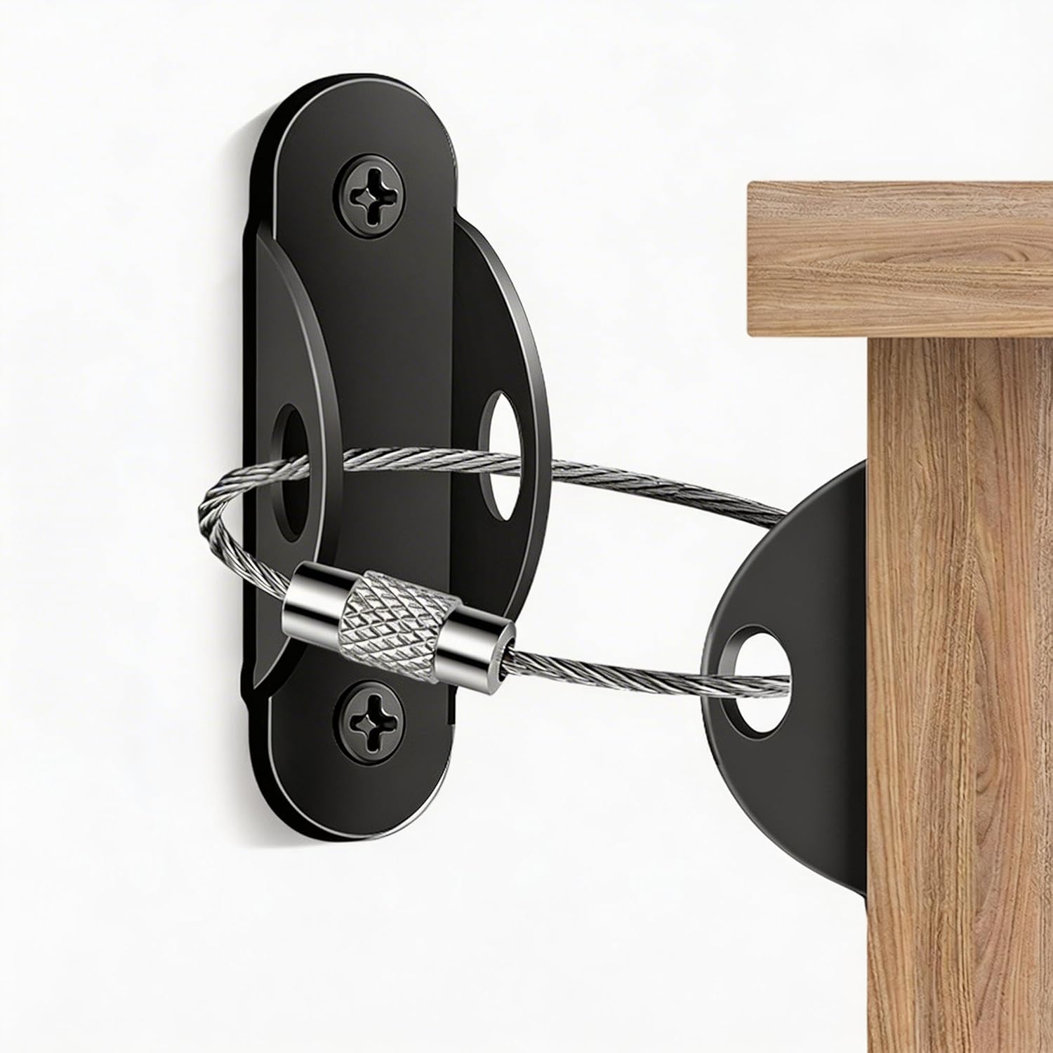 10 Pack Furniture Anchors for Baby Proofing, Anti-Tip Furniture Wall Anchors Kit, Heavy Duty Dresser Safety Wall Anchor for Child Safety, Earthquake Furniture Straps (Black,10 Pack)