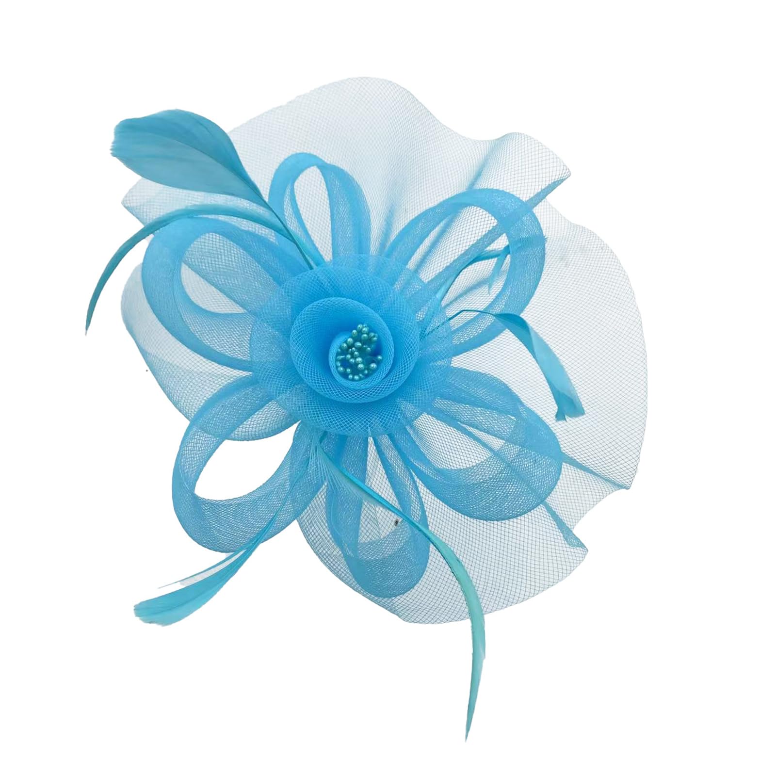 MICFENY Delicate Tulle Fascinator Hair Flower With Feathered Accents Retro Design For Bride Special Occasion