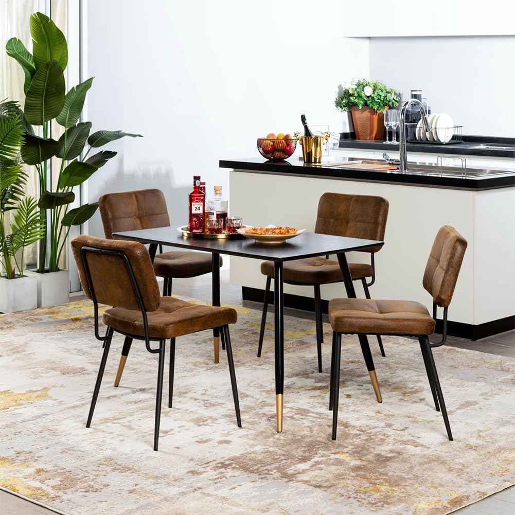 Shally Dogan Juego de 2 sillas para Comedor con Patas de Acero Negro y Asiento y Revestimiento de Piel sintética, Silla ergonómica de diseño nórdico, Ideal para Dormitorio, Cocina, Oficina