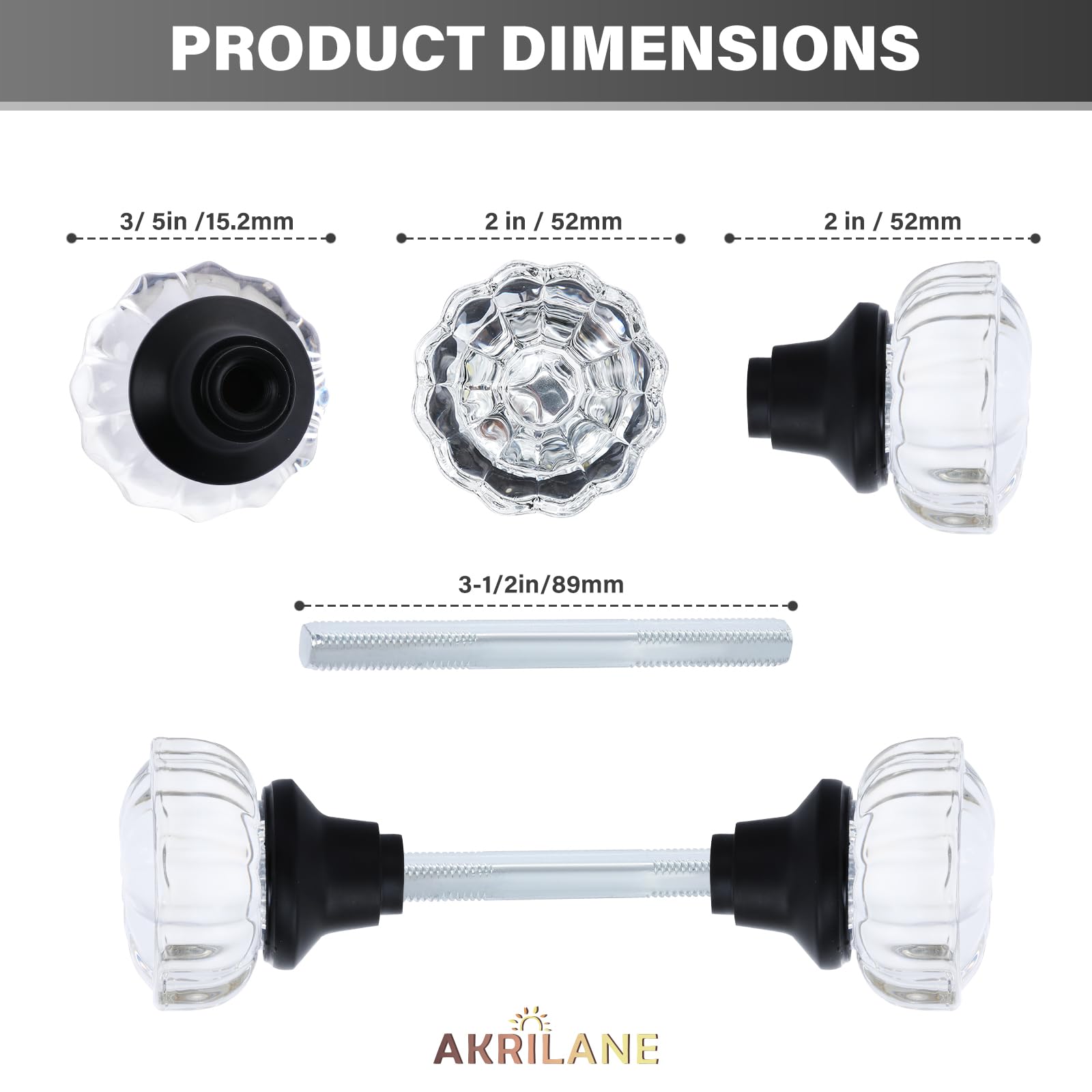Amazon | AKRILANE ほぞ穴ガラスドアノブ 2個セット アンティーク