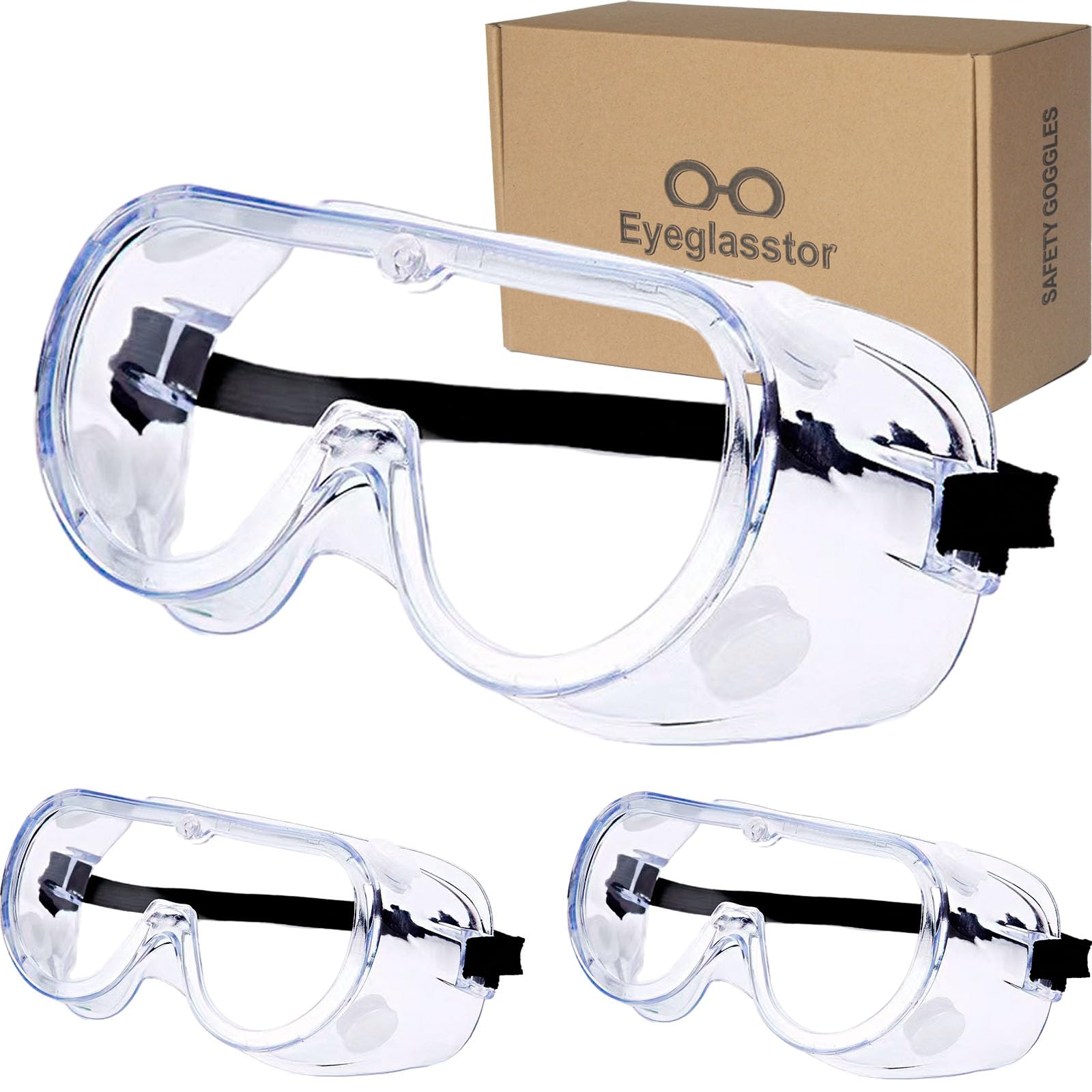 EYEGLASSTOR Safety Goggles Glasses Fit Over Eyeglasses Chemical Protective Splash Protection Eye Goggle For Science Eyewear