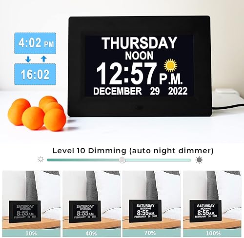 Miniatura 8 de MAXCULUX Reloj digital de 5 colores con ahorro de luz diurna y atenuación nocturna 19 alarmas reloj de pared y mesa reloj de calendario para