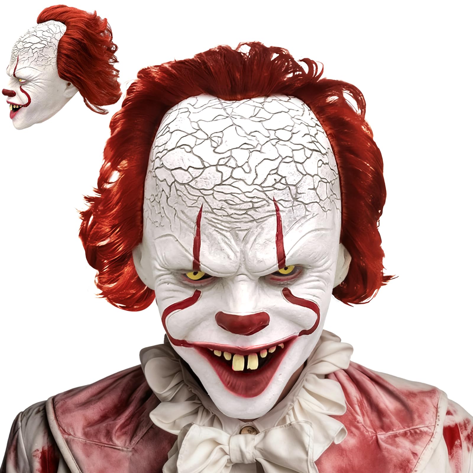 NXPZ Pennywise Máscara de Payaso Terrorífico para Halloween, Máscara de Payaso de Látex, Disfraces para Niños y Adultos, para Fiestas de Halloween y de Disfraces