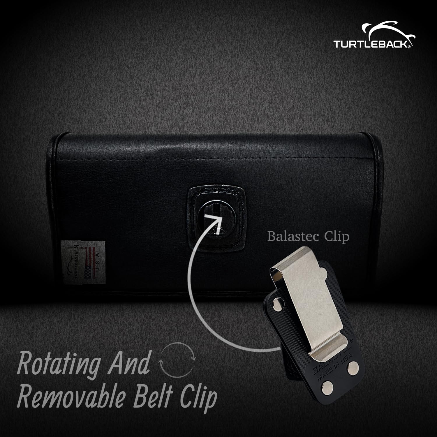 Turtleback Phone Belt Clip Designed for Galaxy S26 Plus, S25 Plus, S24+ to S20 Plus – Medium - Black Leather, Heavy Duty Rotating Belt Clip Fits with Symmetry or Medium Sized Cases, Magnetic Closure