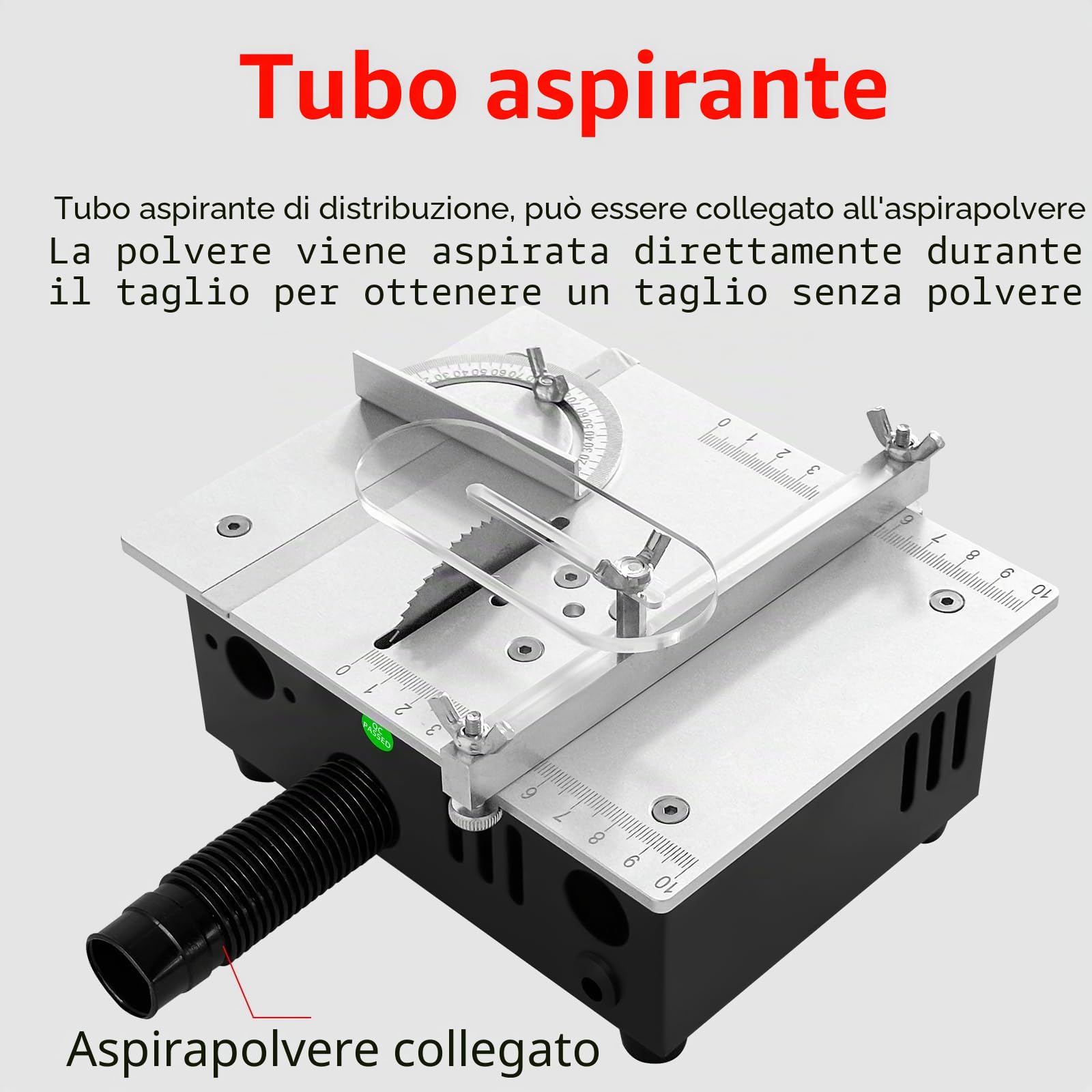 Mini sega circolare da tavolo, 5000 rpm, con alimentatore a 7 velocità, sega a nastro per legno/PCB/metallo fai da te e modellismo (A)