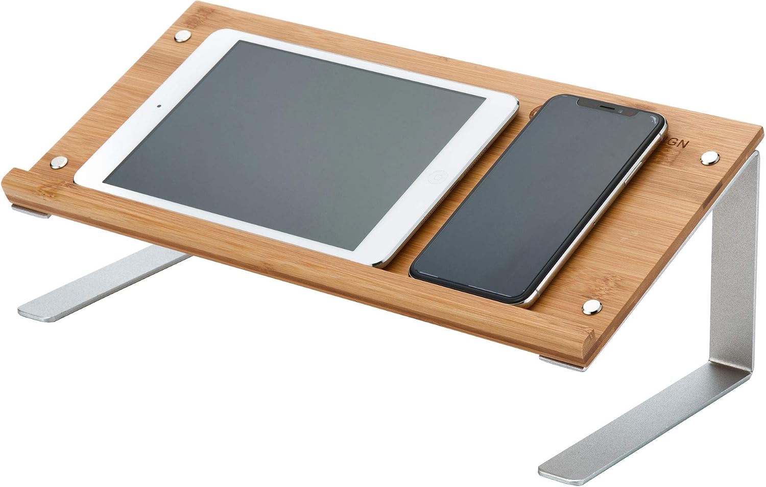 J JACKCUBE DESIGN JackCubeDesign Tablet Smartphone Book Stand for Desk, Wooden Wide Display Organizer Table for Cell Phone Laptop Document (20.7 x 6.7 x 5.12 inches) - MK294B
