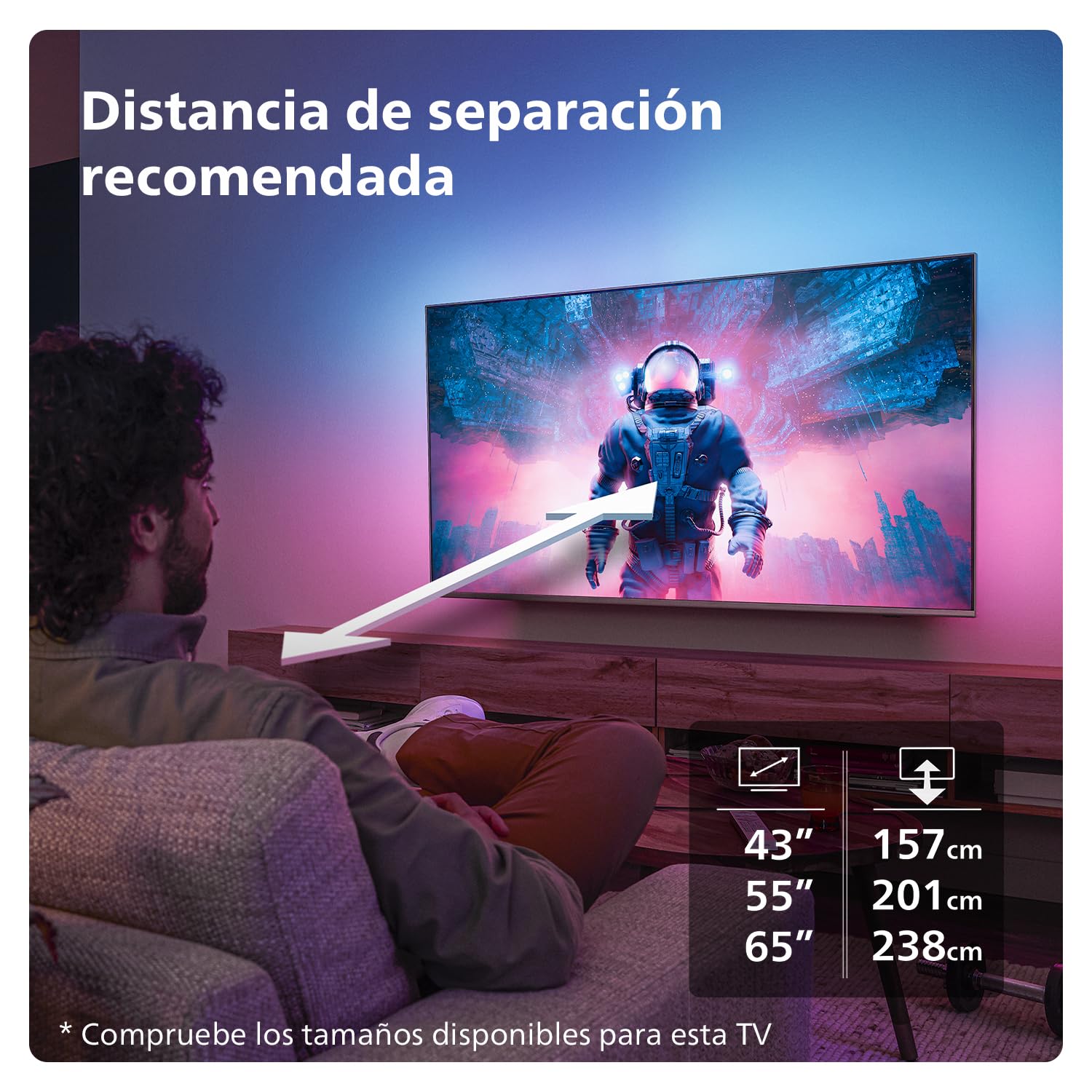Philips Ambilight 65PUS8109 Smart TV 4K LED - Pantalla de 65 Pulgadas con Plataforma Titan OS, Pixel Precise Ultra HD y Sonido Dolby Atmos, Funciona con Alexa y Asistente de Google - Cromo Satinado