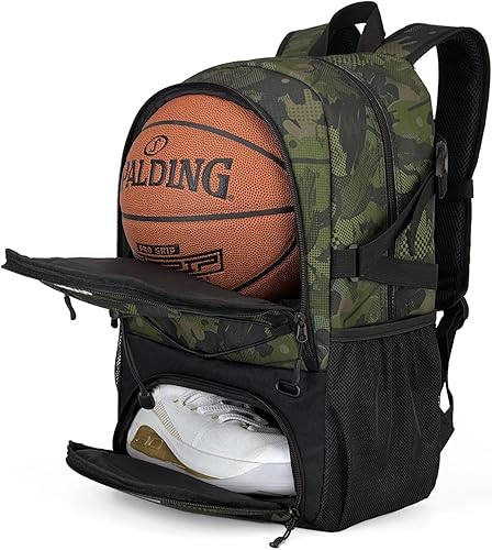 GRANDUP Mochila de baloncesto con compartimento para pelotas y zapatos, apto para voleibol, fútbol, natación, gimnasio, viajes y escuela, bolsas de