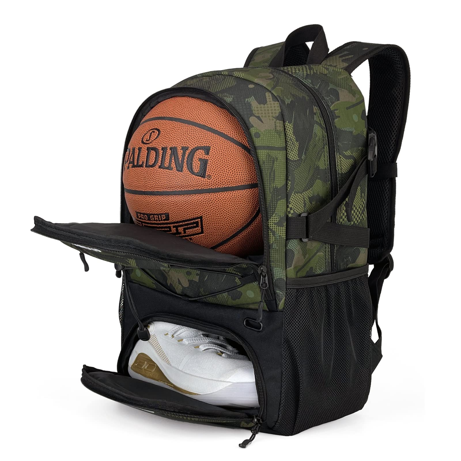 GRANDUP Basketball Backpack with Ball and Shoes Compartment Fit Volleyball, Soccer, Swim, Gym, Travel, and School, Large Capacity Sports Training Equipment Bags