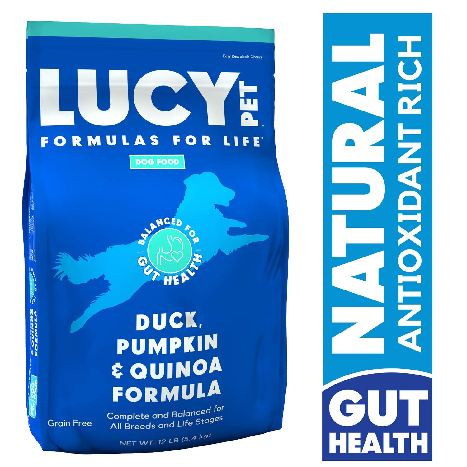 Lucy Pet Products Formulas for Life Duck, Pumpkin & Quinoa Dry Dog Food, All Life Stages, Digestive Health, Sensitive Stomach and Skin, 12lb bag