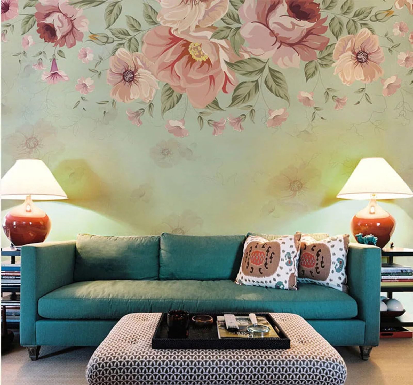 Tzxztt Retro Abstract Aesthetic Floral Art Modern 3D Wallpaper Premium Textured Silk Neutral Tones Material Ideal for Living Room Bedroom-400cm×280cm