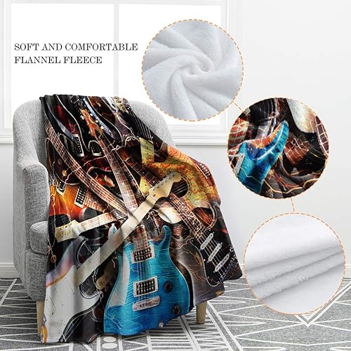 Miniatura 3 de Jekeno Manta de regalo de guitarra musical para mujeres y hombres, regalos de guitarra musical para adultos, niños, niñas, niños, guitarristas,