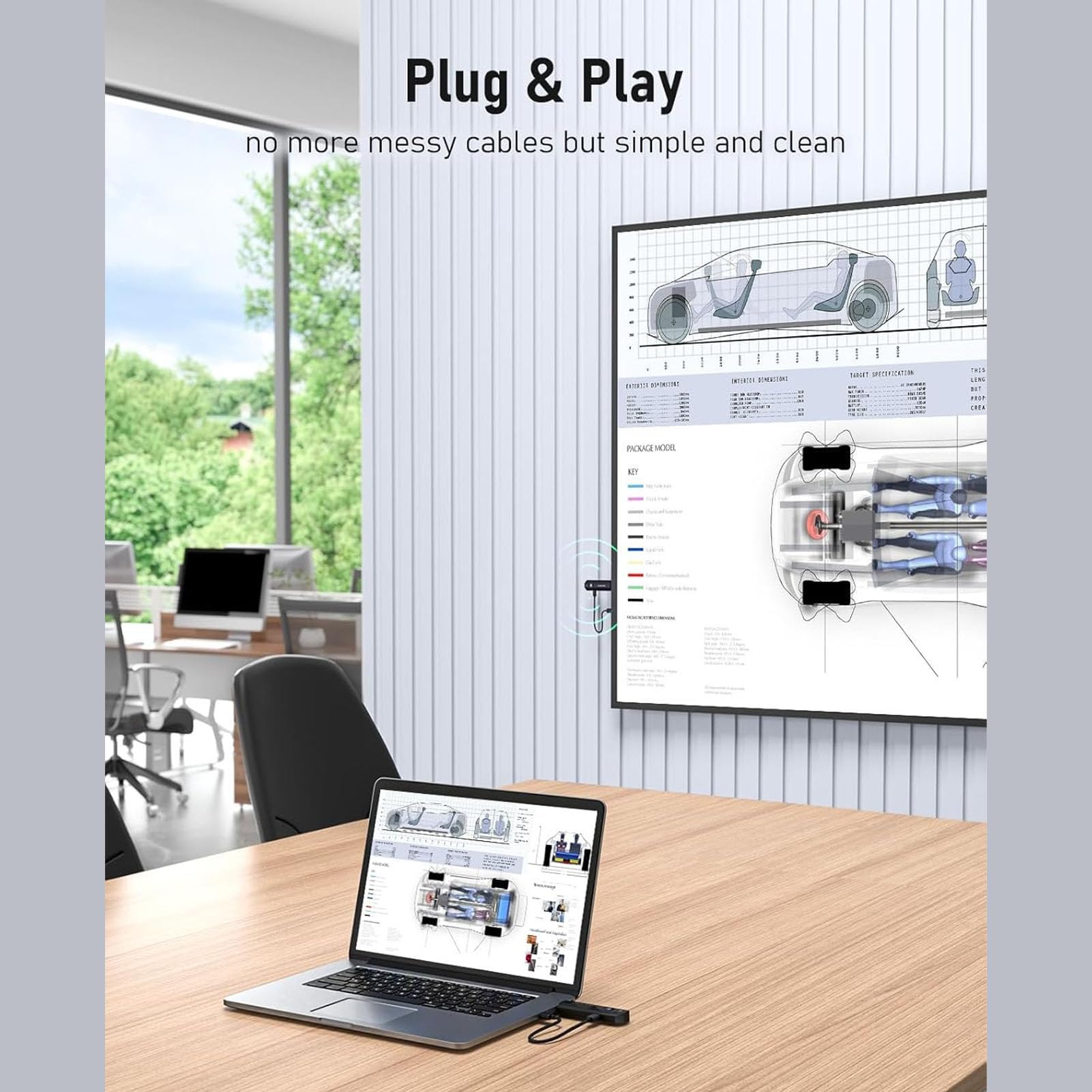 Annadue Bezprzewodowy Zestaw Przedłużacza HDMI 50M, Wejście 4K i Wyjście 1080P, z Adapterami Micro HDMI/Mini, Strumieniowe Przesyłanie Audio-wideo do Laptopa, Kamery do Telewizora i