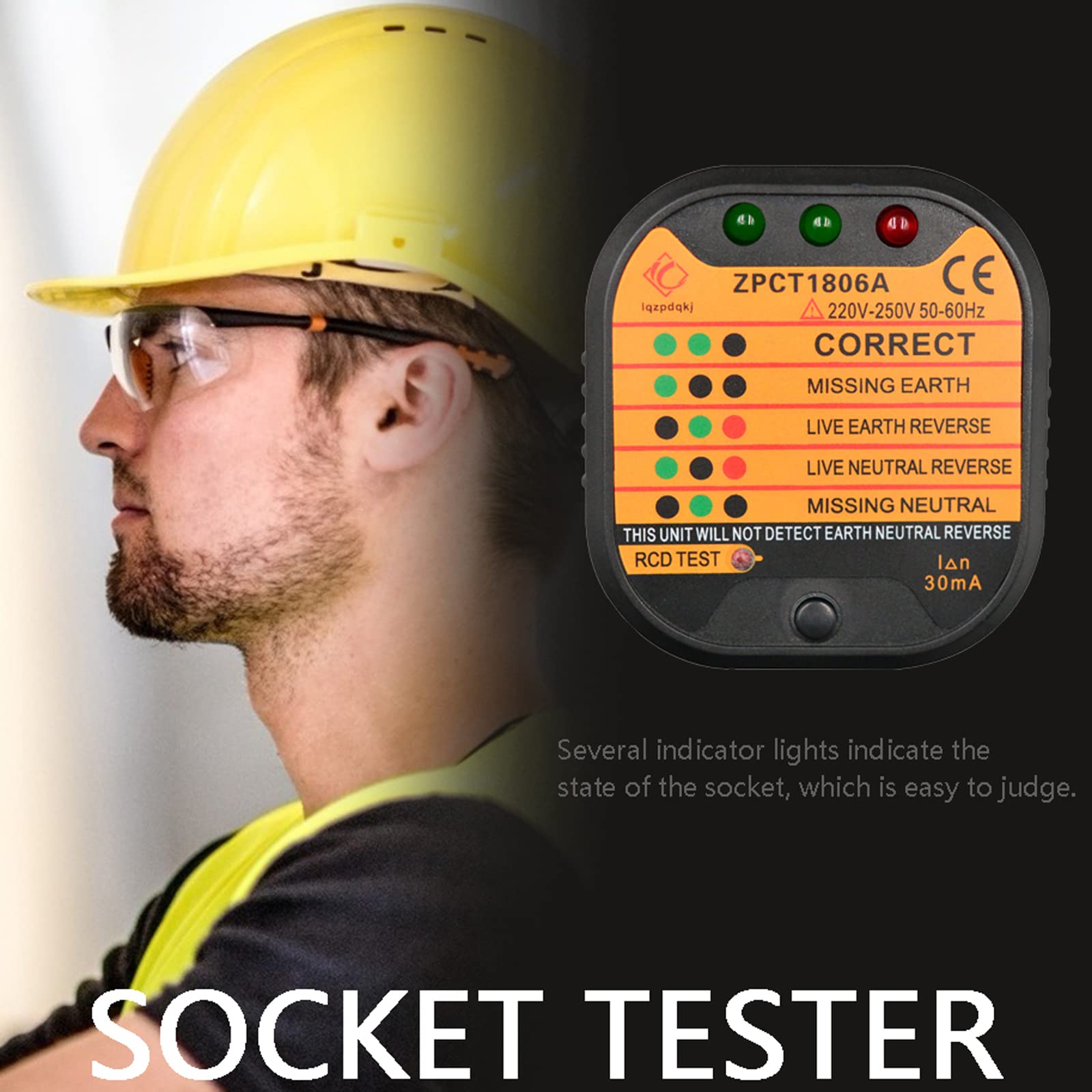 Probador De Enchufes Eléctricos, Detector De Circuito De Enchufes De Red, Herramientas para Equipos Eléctricos, Mostrar Cable Correcto, Polaridad Inversa, Caliente Abierto/Puesta a Tierra