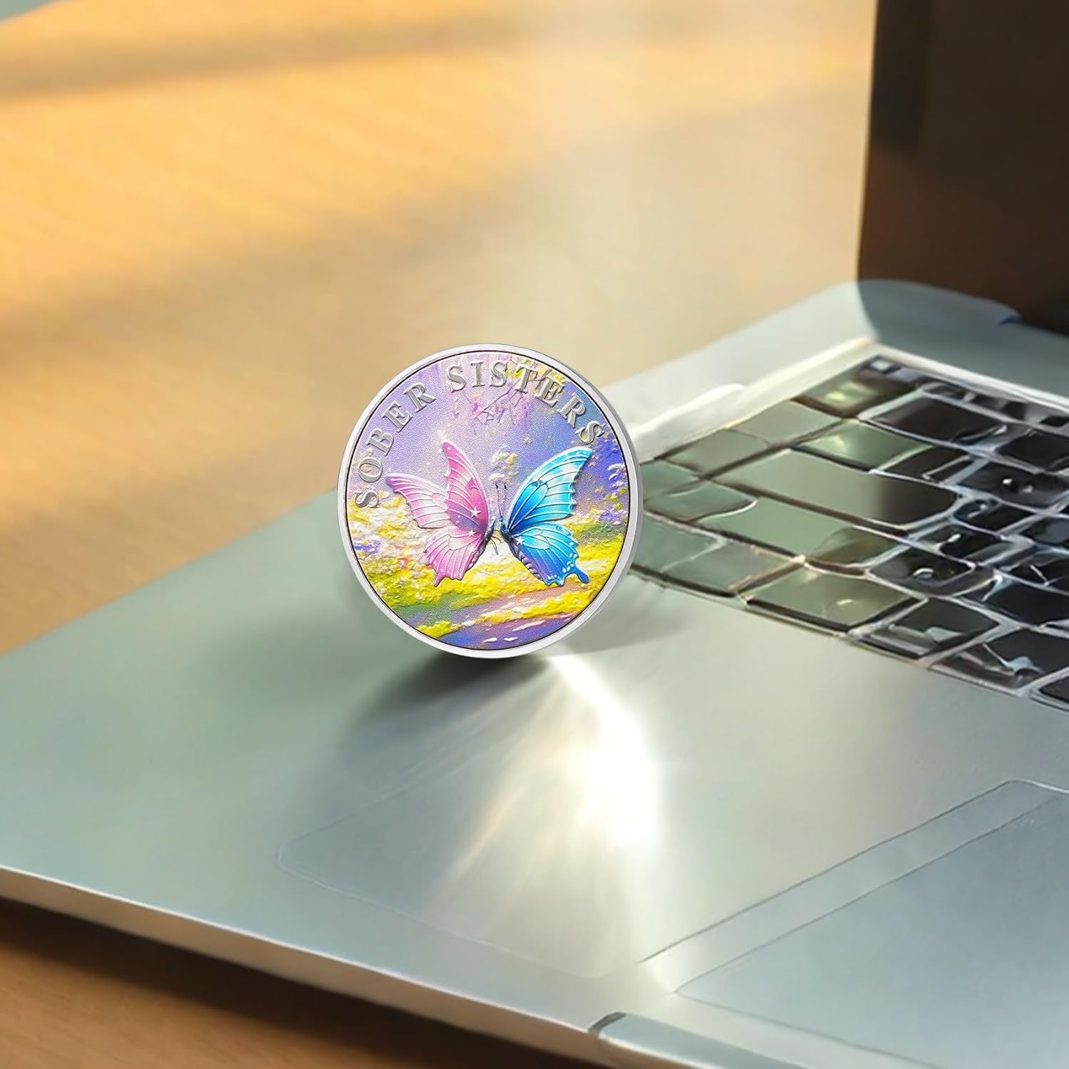 Sober Sisters Sobriety Coin – AA NA Recovery Butterfly Chip Medallion– Inspirational Alcoholics Anonymous Token– Recovery Gift for Women’s Sobriety Anniversary