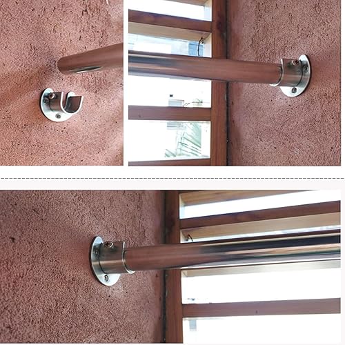 Miniatura 3 de Paquete de 4 soportes de barra de armario resistentes, soporte de barra de acero inoxidable en forma de U con tornillo, para barra de cortina de