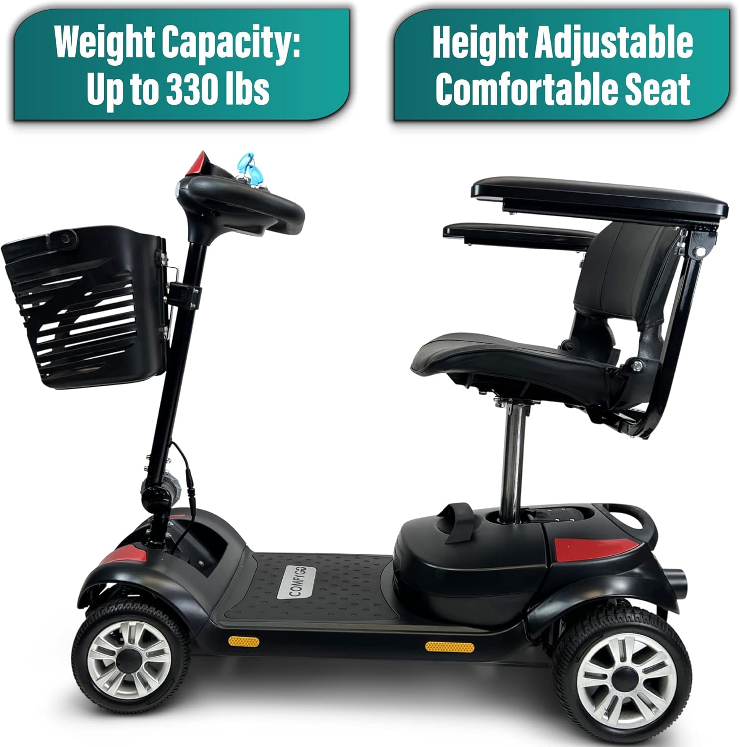 MALISA Mobility Scooters for Seniors, Powered Mobility Scooter for Adults with Seat, Long Range Mobility Scooter, 300 lbs Weight Capacity, 4 Wheel Power Motorized Travel Scooter (Red Design) : Health & Household