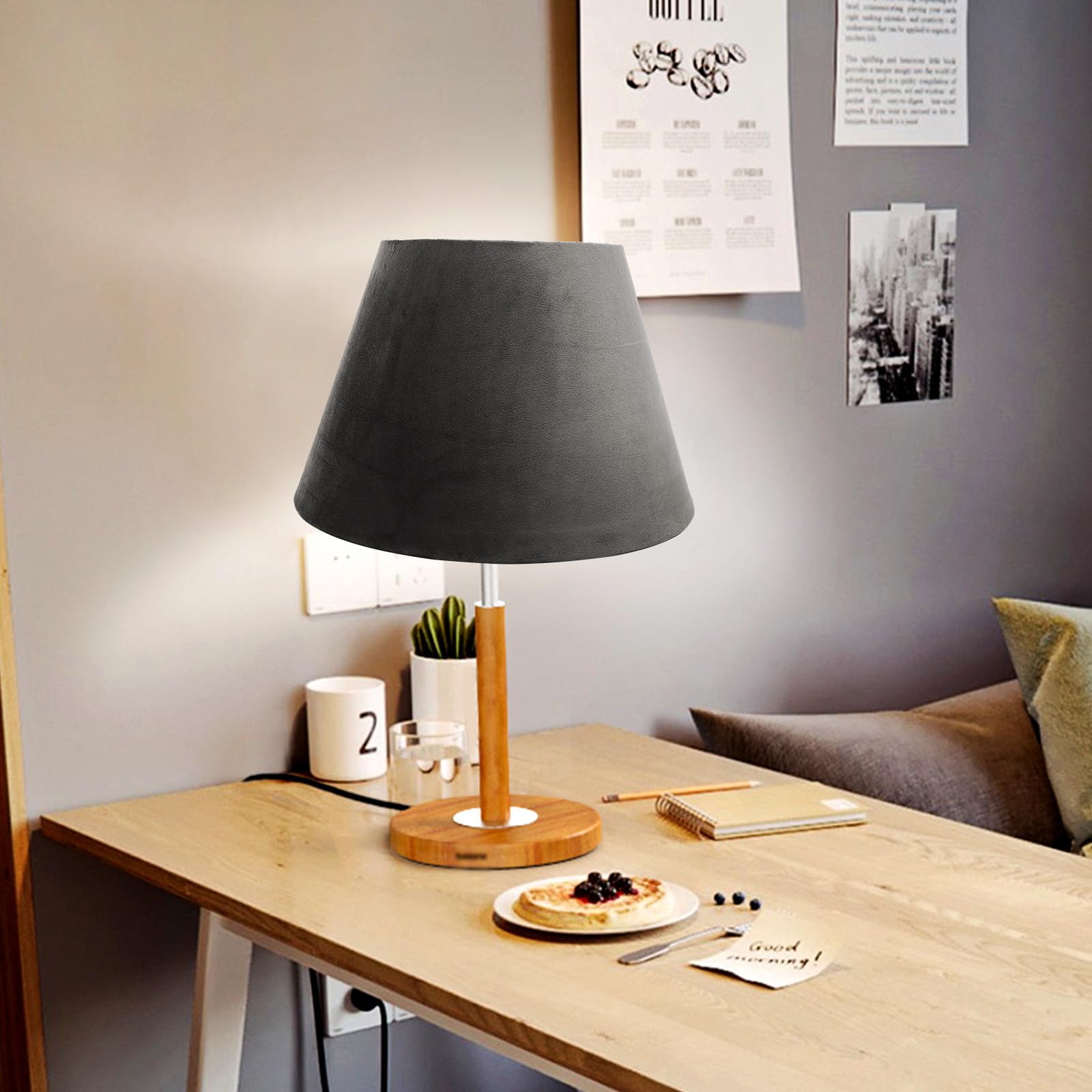 Stofflampenschirm für Tischlampe, Europäisch, Cremefarben, E27 E14