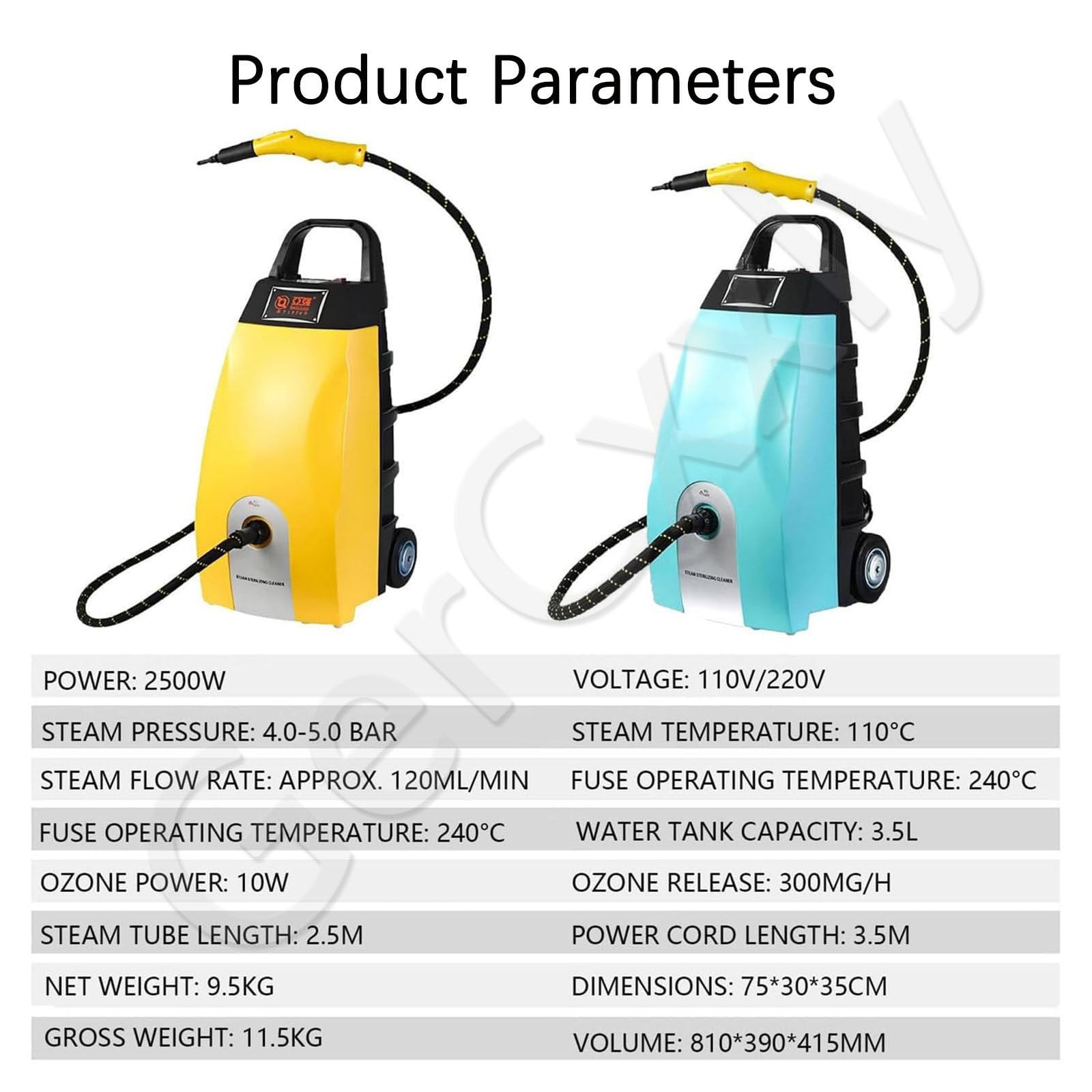 Limpiador a vapor multiusos de 3,5L,Hidrolimpiadora a vapor de alta presión y alta temperatura,Para limpieza de casas, coches, hoteles y aires acondicionados,Calentamiento en 40 segundos Blue
