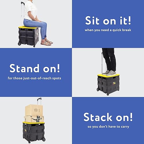 Miniatura 89 de dbest products Quik Cart Sport - Caja plegable con ruedas para profesores, capacidad de 80 libras, hecha de plástico resistente utilizado como Negro
