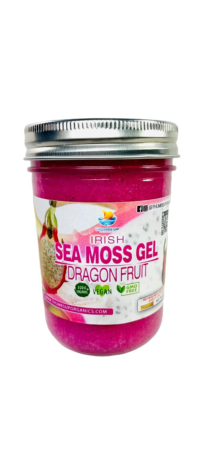 SEA MOSS GEL Natural Raw Wildcrafted Irish Sea Moss Gel with REAL DRAGON FRUIT, |Superfruit | Organic Pitahaya | Premium Quality | Irish Sea Moss |