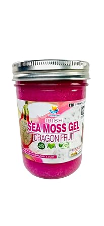 SEA MOSS GEL Natural Raw Wildcrafted Irish Sea Moss Gel with REAL DRAGON FRUIT, | فواكه فائقة | Pitahaya عضوي | جودة متميزة | Irish Sea Moss | NON GMO | KETO FRIENDLY | Irish Moss Gel | 8oz Dragon Fruit