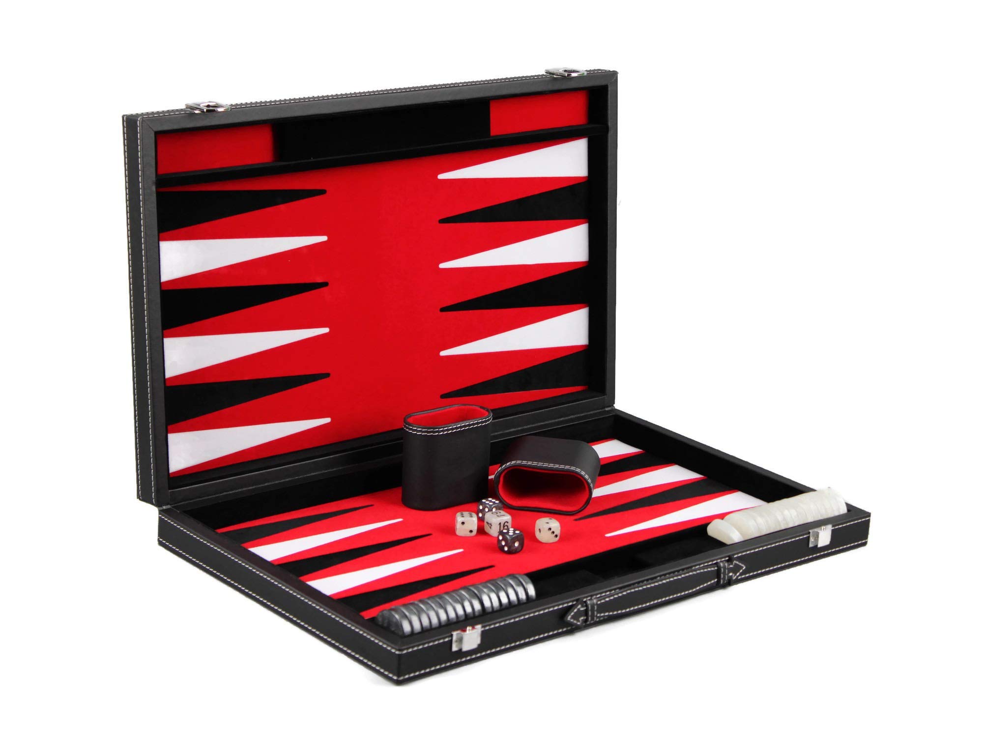 Leather Backgammon Set Royal Red- 15"