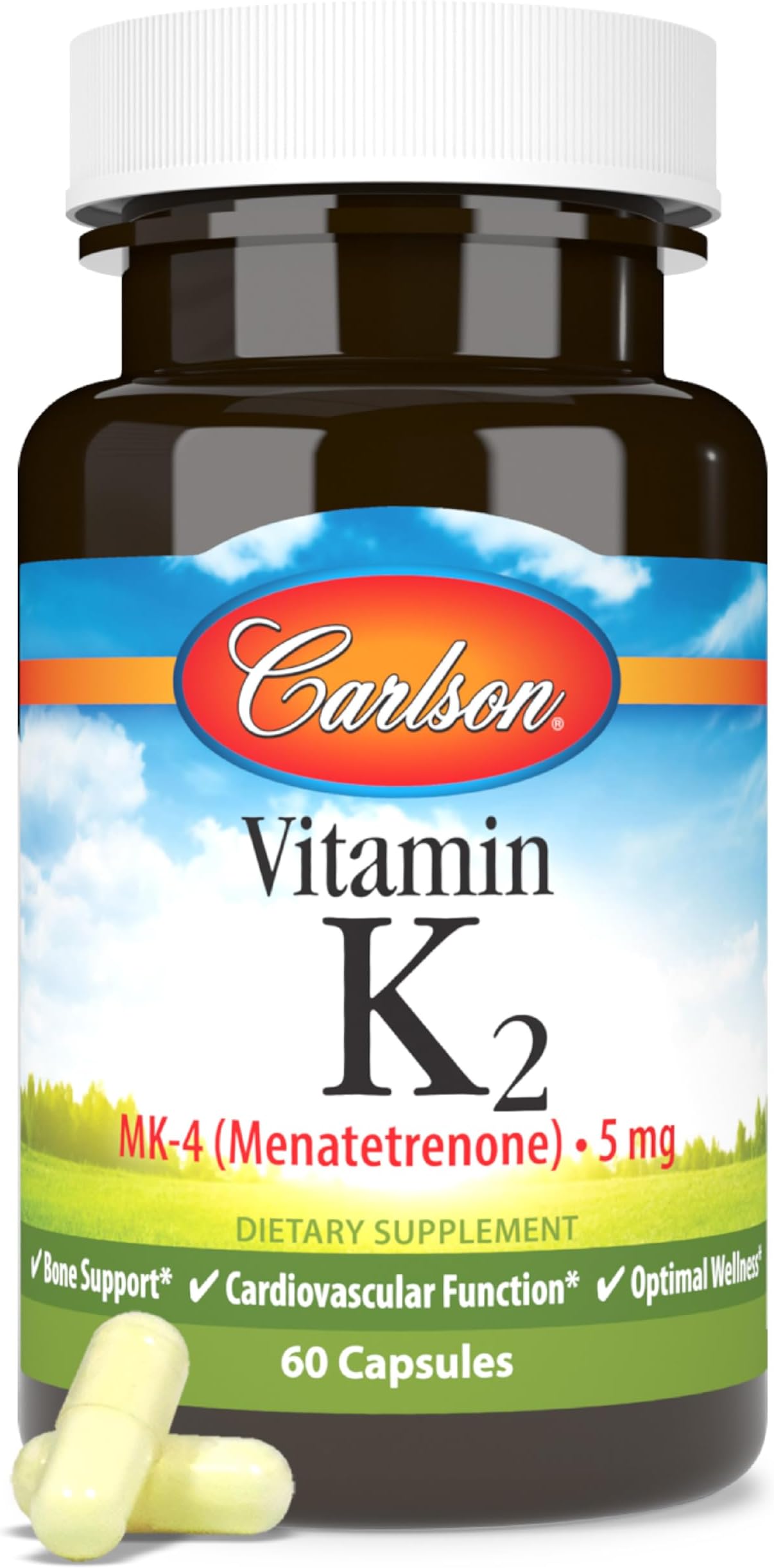 Vitamin K2, MK-4 (Menatetrenone), Vitamin K Supplement, Bone & Heart Health, K2 Vitamin, Soy-free, 60 capsules