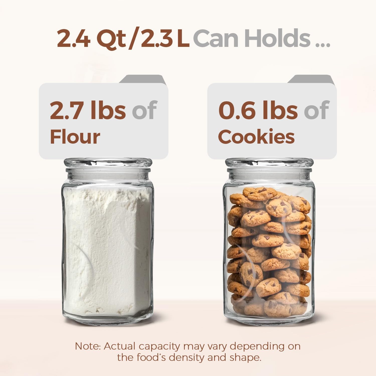 ComSaf 78 oz Glass Jars with Lids, 2.4 QT Large Glass Food Storage Containers with Lids, Tall Flour Sugar Storage Containers, Half Gallon Jar Wide Mouth for Kitchen Storage, large cookie jar - Image 3