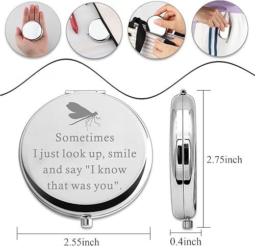 Miniatura 2 de PLITI Espejo compacto Sympathy Sometimes I Just Look Up Smile and Say I Know That was You Dragonfly Memorial Espejo de bolsillo (That was You CM)