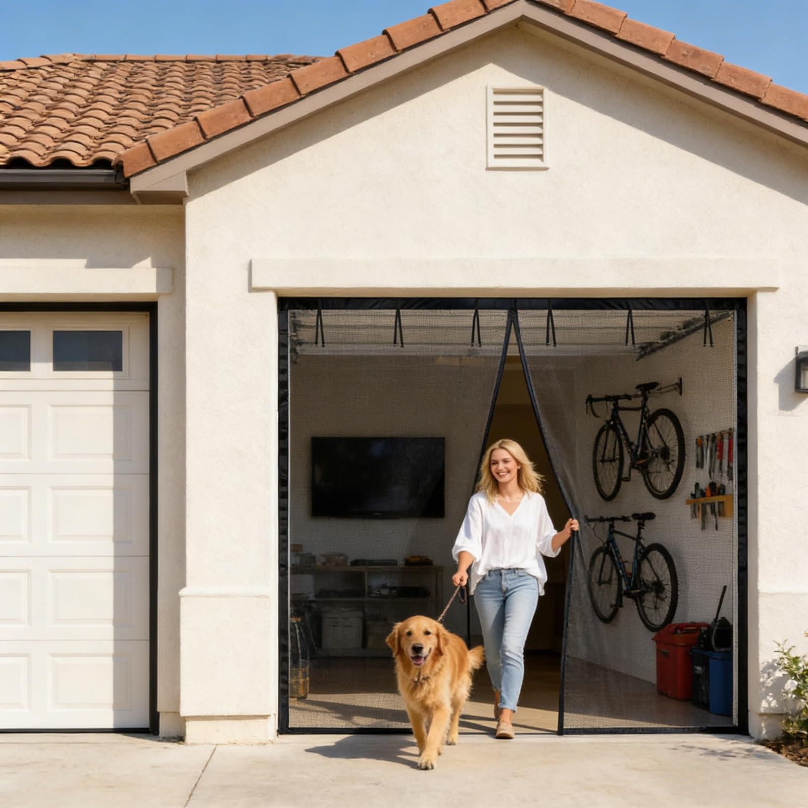 Rideau moustiquaire garage blanc pour stopper les moustiques efficacement