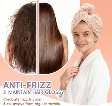 Large Microfiber Hair Towel for Women, Super Soft Absorbent Quick