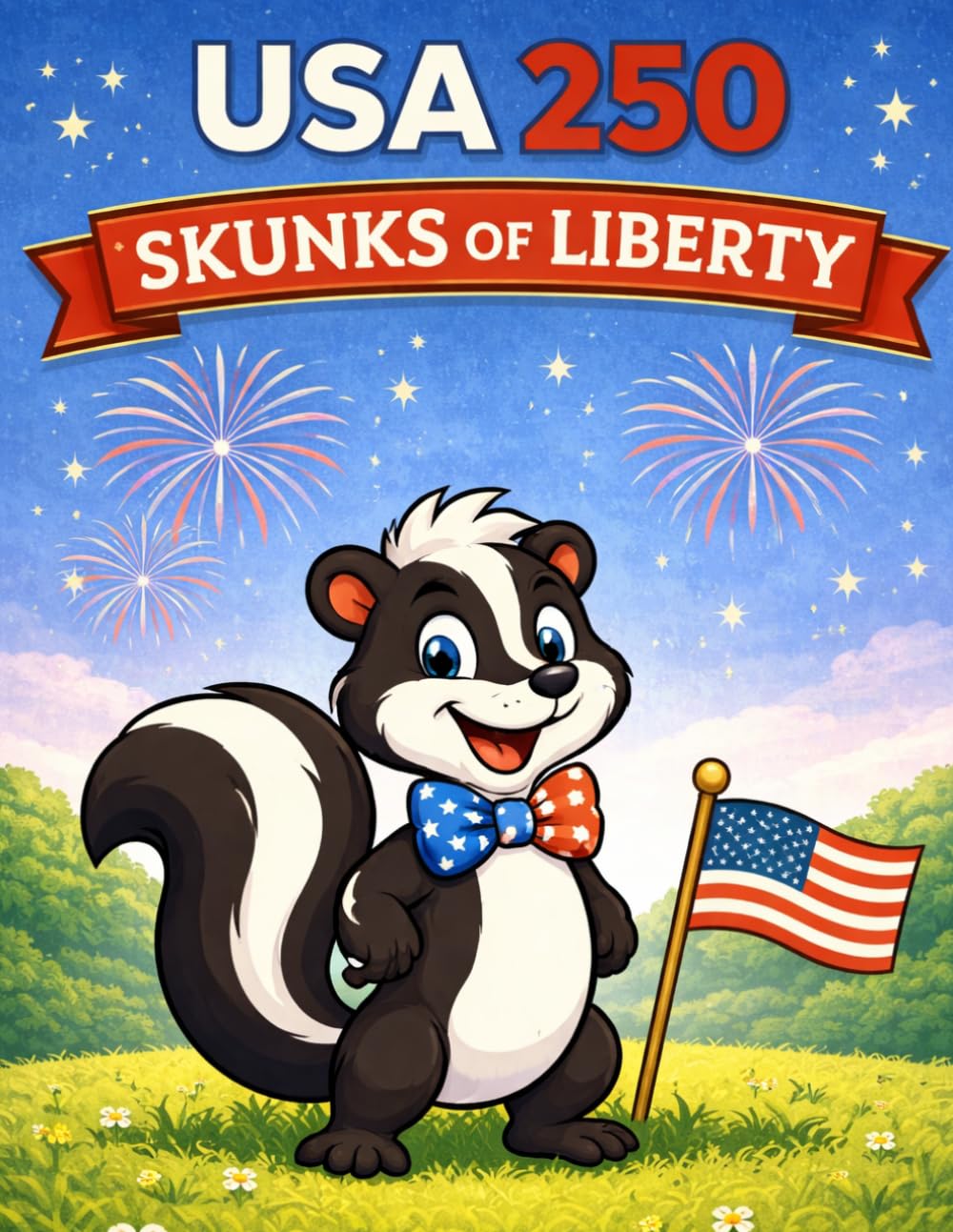 USA 250: Skunks of Liberty Coloring Book: 50 Funny & Inspiring Scenes of Patriotic Skunks: Marching, Celebrating, and Saluting the USA's 250th Birthday with Fireworks, Flags, and Freedom