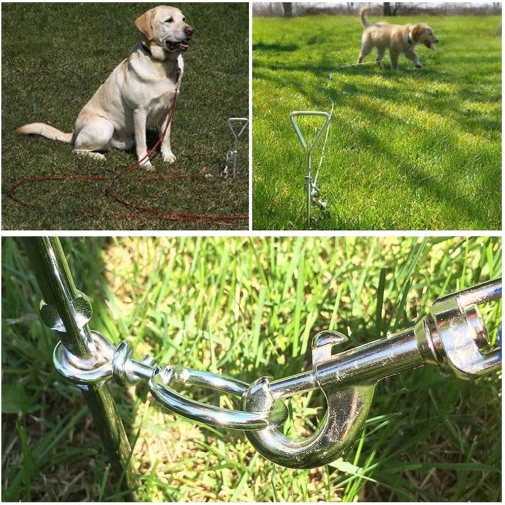 Ensemble de câble et piquet pour chiens de petite et grande taille de 2,9/5,9/10 m sans enchevêtrement pour la cour à l'extérieur