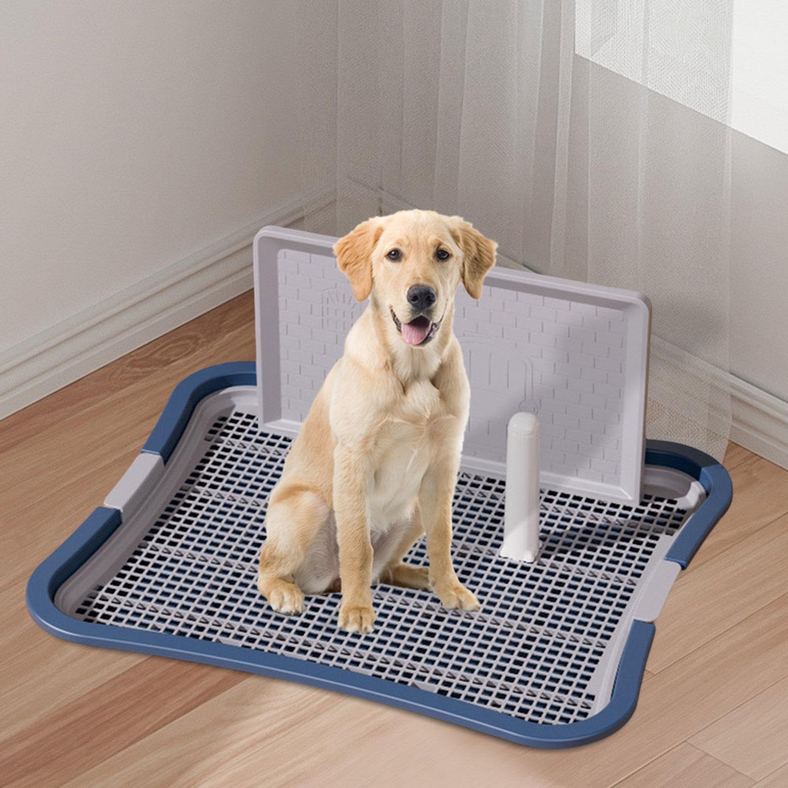 Baoblaze Dog Toilet Keep Floor Clean with High Wall Keeps Paw Dry No Spilling Dog Litter Box Dogs Pee Holder for Apartment Bunny Condos, Large Dark Blue